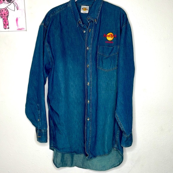 Hard Rock Cafe Cozumel denim button down shirt men’s xl - Picture 1 of 5